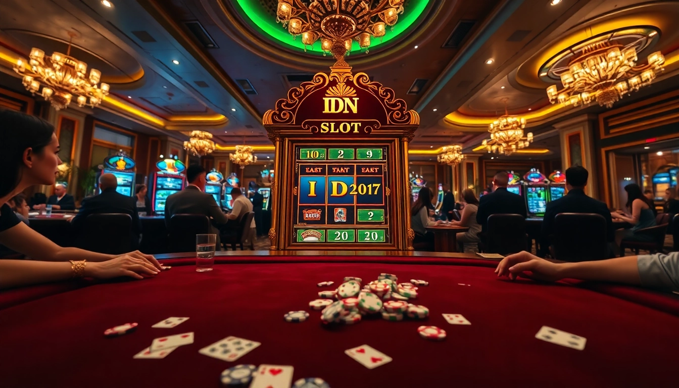 Experience the thrill of idn slot with vibrant machines and attentive players in a luxurious casino.