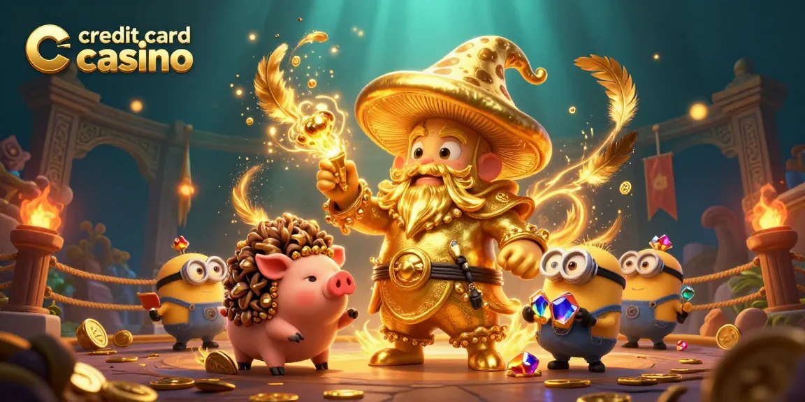 Explore the vibrant world of credit card casino gaming with golden mushroom wizard and treasures.