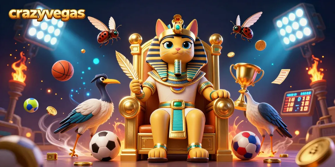 Experience exciting no deposit bonuses at crazyvegas with engaging imagery of a pharaoh cat in a vibrant gaming atmosphere.