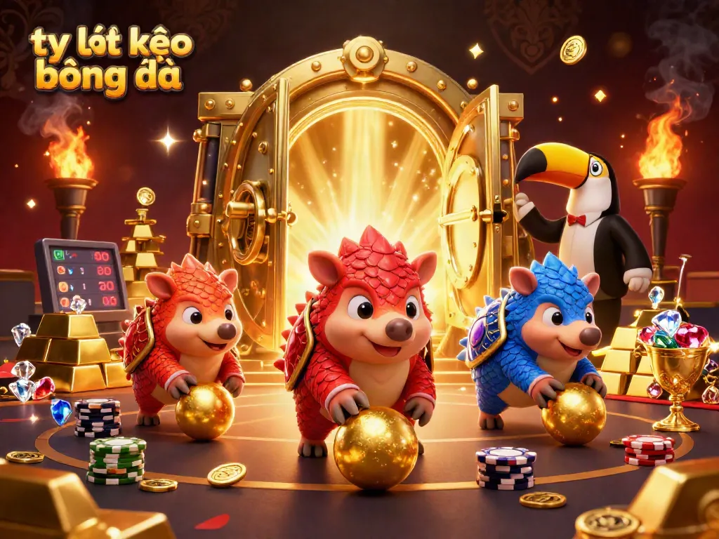Rolling golden balls and vibrant confetti illustrate tỷ lệ kèo bóng đá excitement in a dynamic sports betting scene.