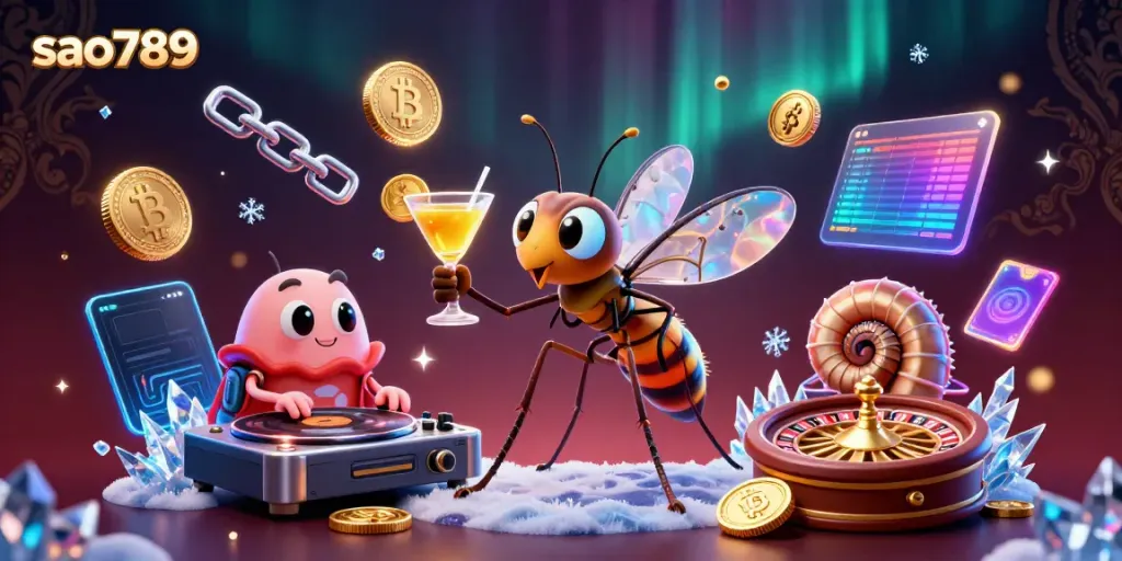 Experience thrilling gaming at sao789 with a dynamic casino illustration featuring unique characters and elements.