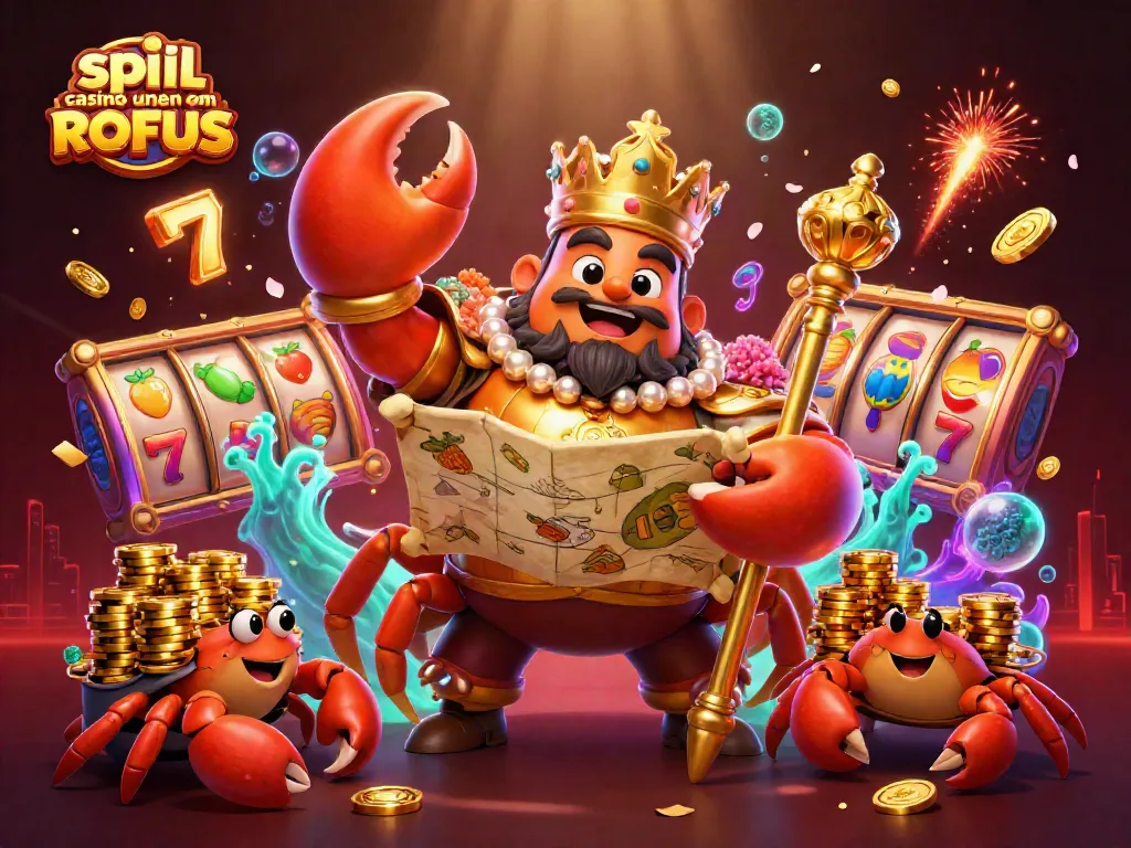 Spin and win at spil casino uden om ROFUS with vibrant slot reels and exciting prizes featured in a colorful illustration.