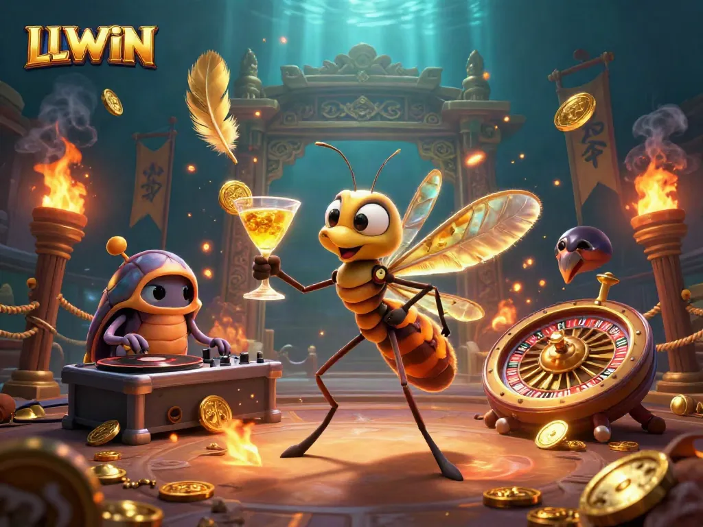 LLWIN captures thrilling gaming with a frozen mosquito mascot, trilobite DJ, and golden roulette.