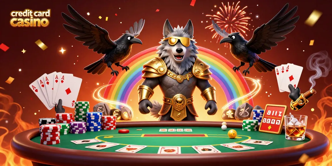 Experience the thrill of a credit card casino with dynamic gaming elements and vibrant characters.