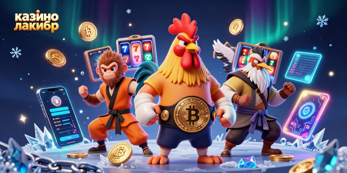 Engage with казино лакибир featuring a dynamic casino scene with vibrant characters and elements.