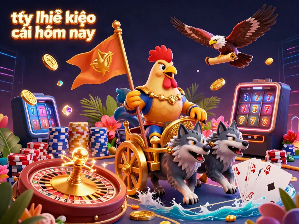 Experience thrilling sports betting with tỷ lệ kèo nhà cái hôm nay in an ultra-detailed 3D dynamic scene of a rooster warlord.