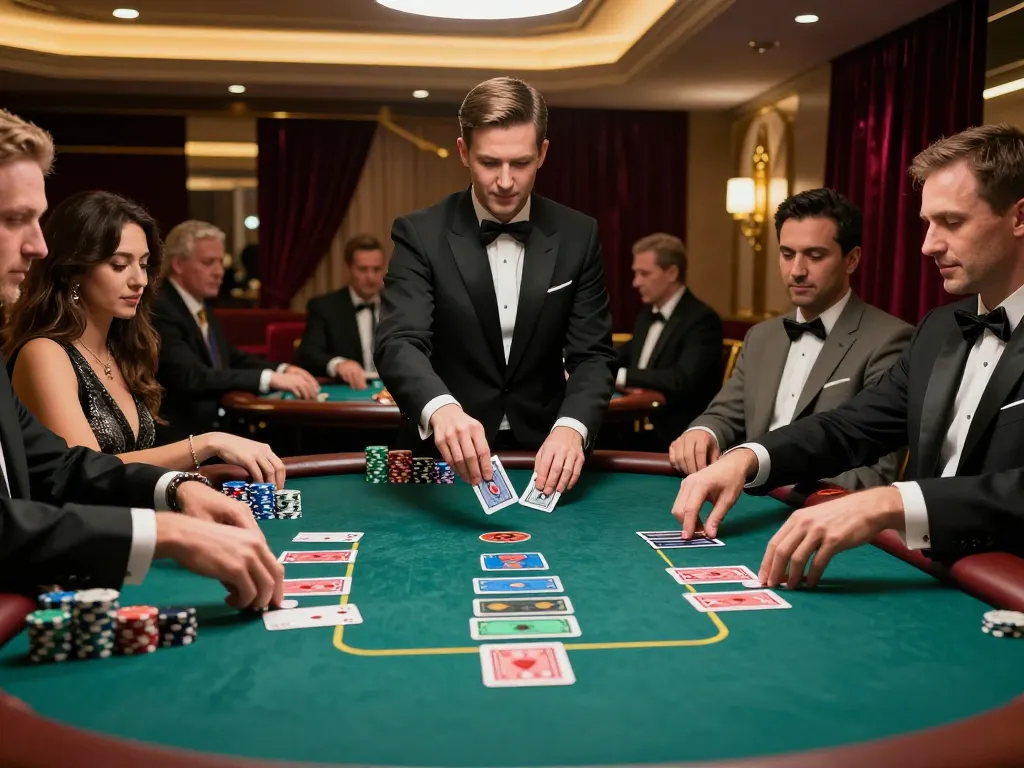Players engaging at a premium blackjack table with XX88 chips stacked, showcasing strategic gameplay.