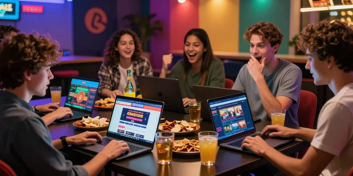 Friends enjoying European online casinos at home on https://equipproject.eu, showcasing vibrant gaming atmosphere.
