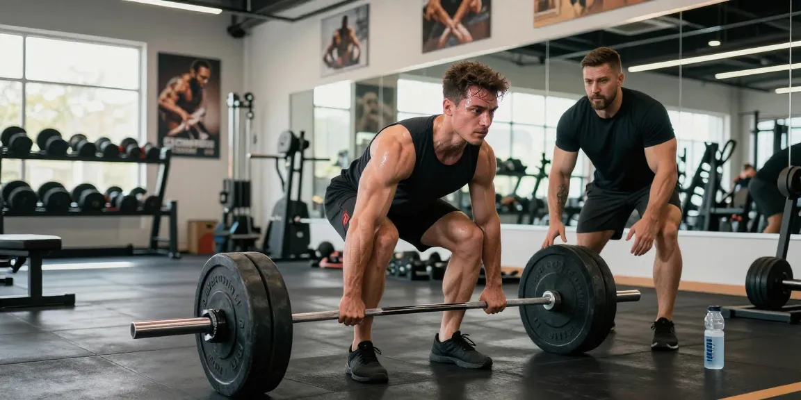 Steroide Boutique - Athlete training hard in the gym, showcasing strength and dedication with weights.