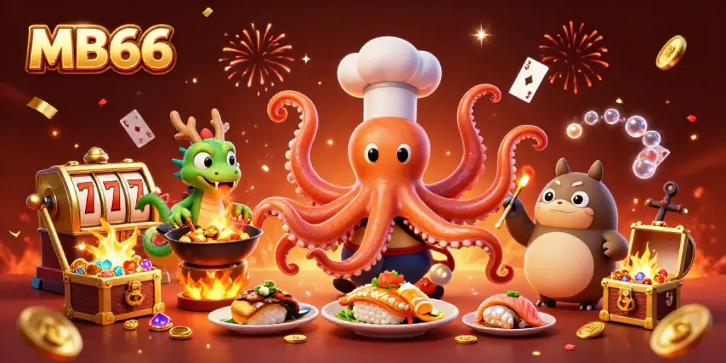 Play exciting casino games like slots with MB66, featuring fun characters and dynamic elements.