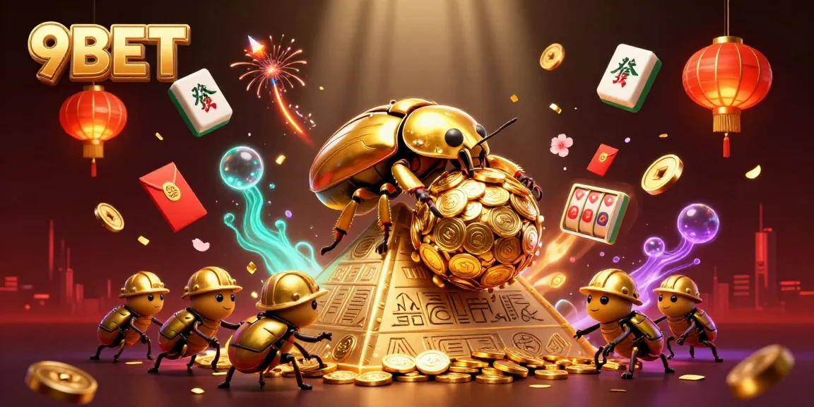 Experience the thrill of gaming with 9BET's golden beetle scene, celebrating casino adventure.