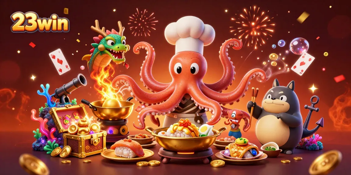 Experience exciting games at 23win with dynamic casino-themed characters and vibrant atmosphere.