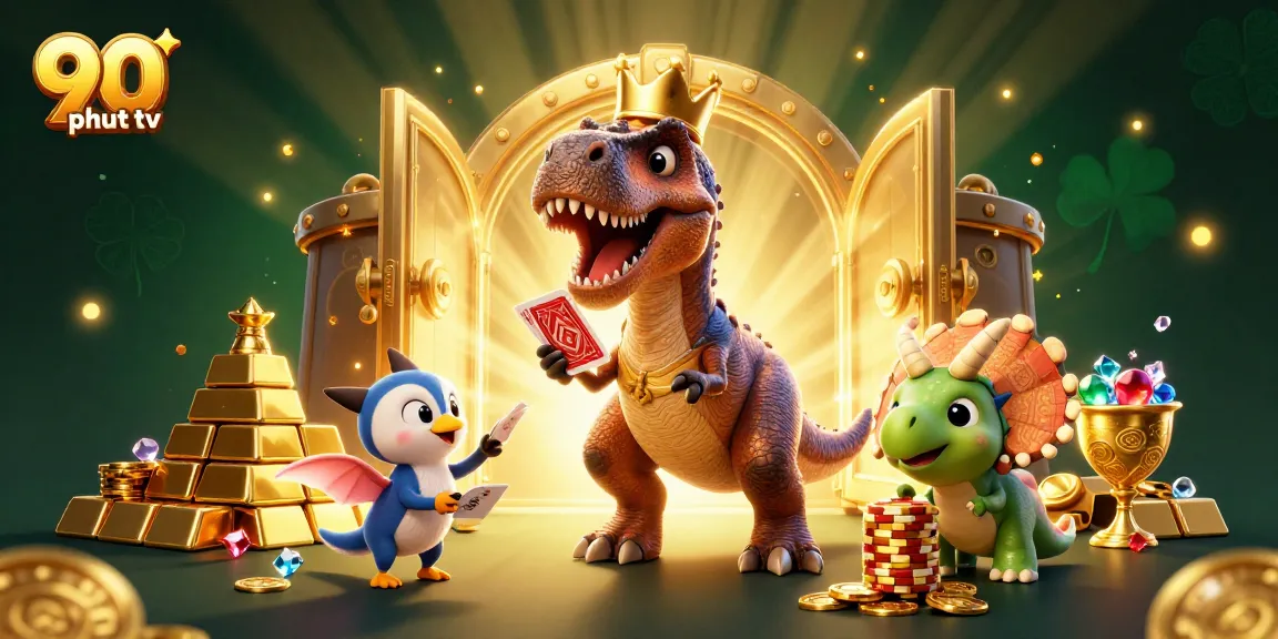 Experience thrilling gameplay with 90 phut tv, as characters shuffle cards and stack chips in a vibrant casino scene.