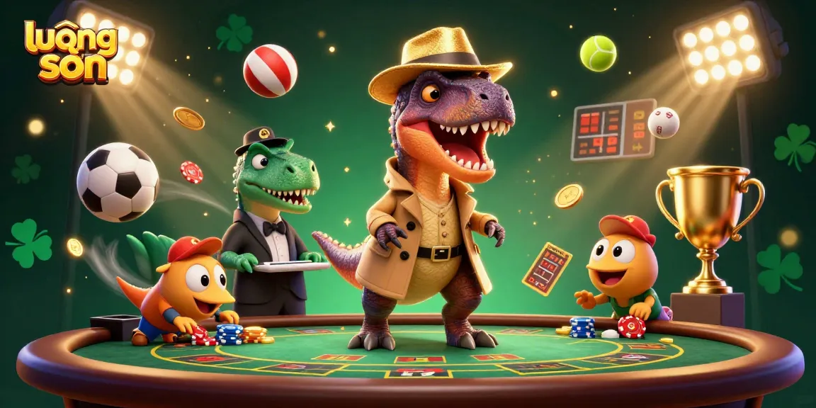 Experience thrilling betting action at lương sơn with a cartoon velociraptor counter and vibrant sports elements.